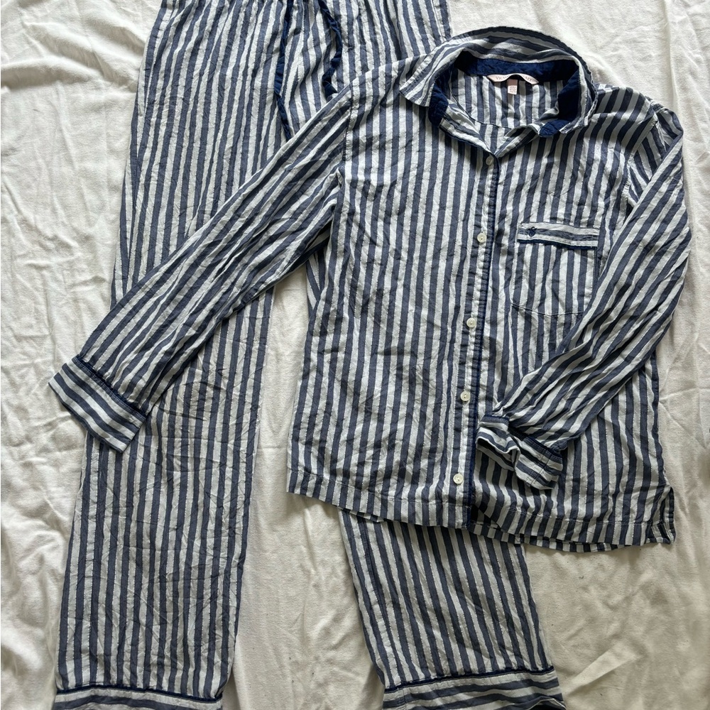 Victoria's Secret Blue and White Striped Pajama Set